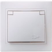 Розетка 1-м СП Кварта РСбш10-3-КБ 16А IP20 с заземл. защ. шторки с крышкой бел. GENERICA ERK12-K01-16-DM