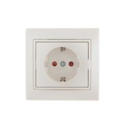 Розетка 1-м СП Mira 16А IP20 с заземл. защ. шторки со вставкой керамика жемчуж./бел. перламутр. LEZARD 701-3030-124