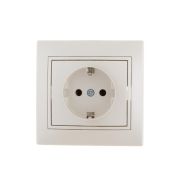 Розетка 1-м СП Mira 16А IP20 с заземл. со вставкой керамика жемчуж./бел. перламутр. LEZARD 701-3030-122
