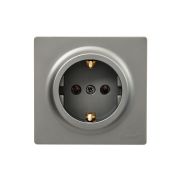 Розетка 1-м ОП LETO с заземл. ПБТ платина LEZARD 752-3500-122B